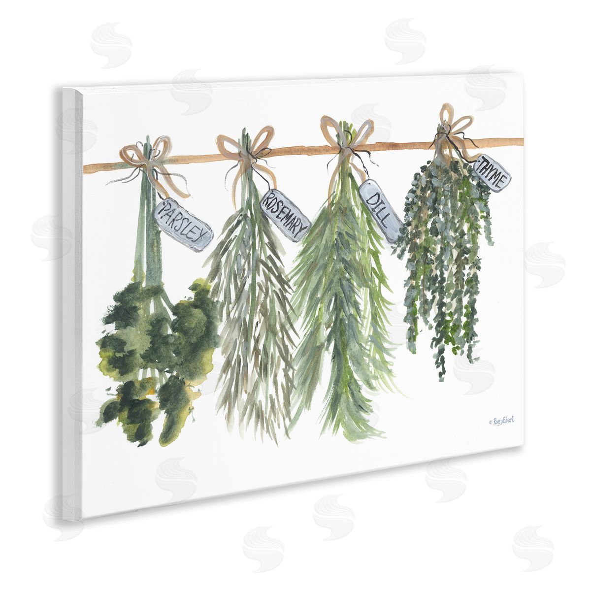 Hanging Kitchen Herbs Wood Plaque Wall Art, Home Decor by Roy Ebert