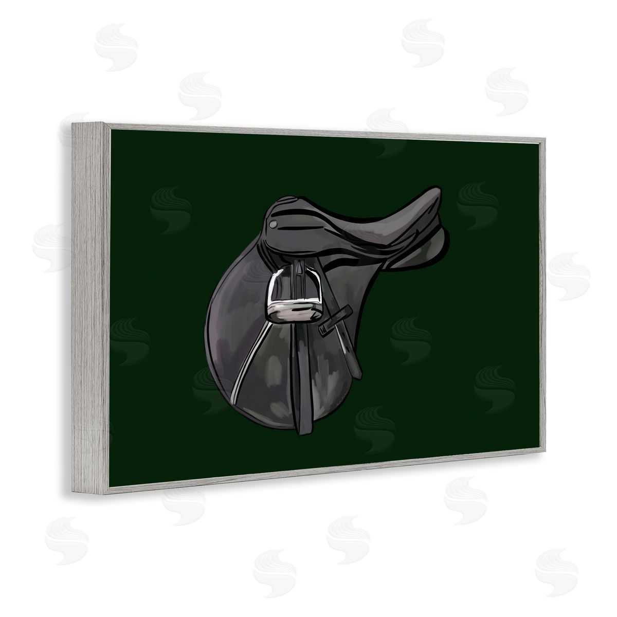 Black Horse Saddle Grey Frame Print Wall Art, Home Decor by Amelia Noyes