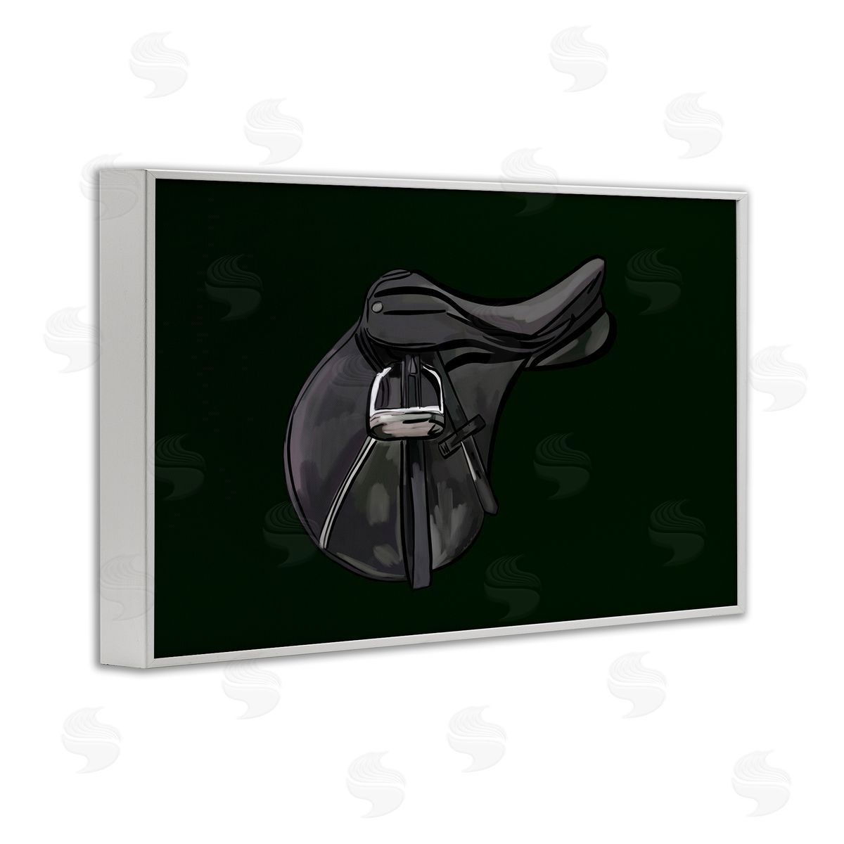 Black Horse Saddle White Frame Print Wall Art, Home Decor by Amelia Noyes