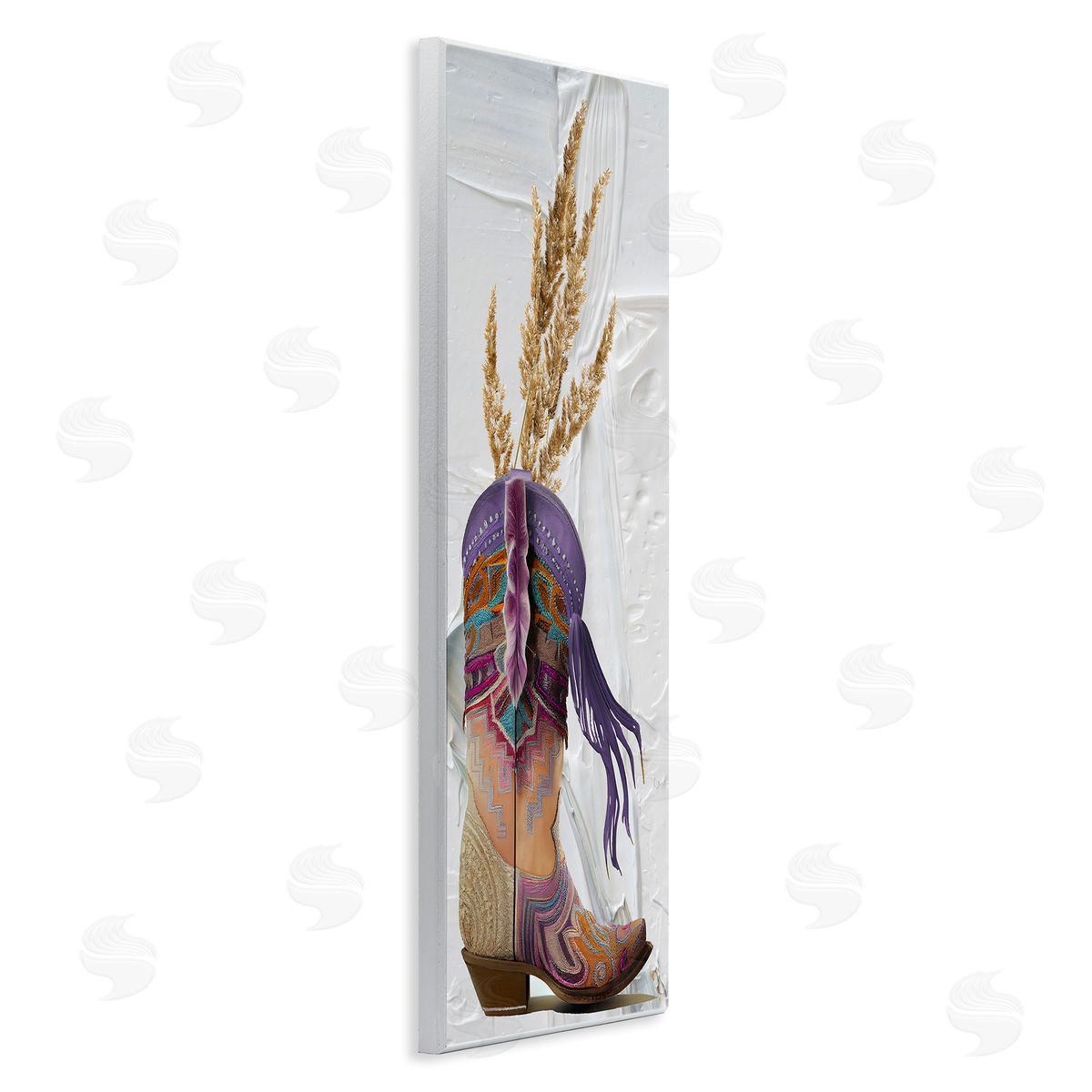 Cowboy Boot and Wheat Wood Plaque Wall Art, Home Decor by Sasha