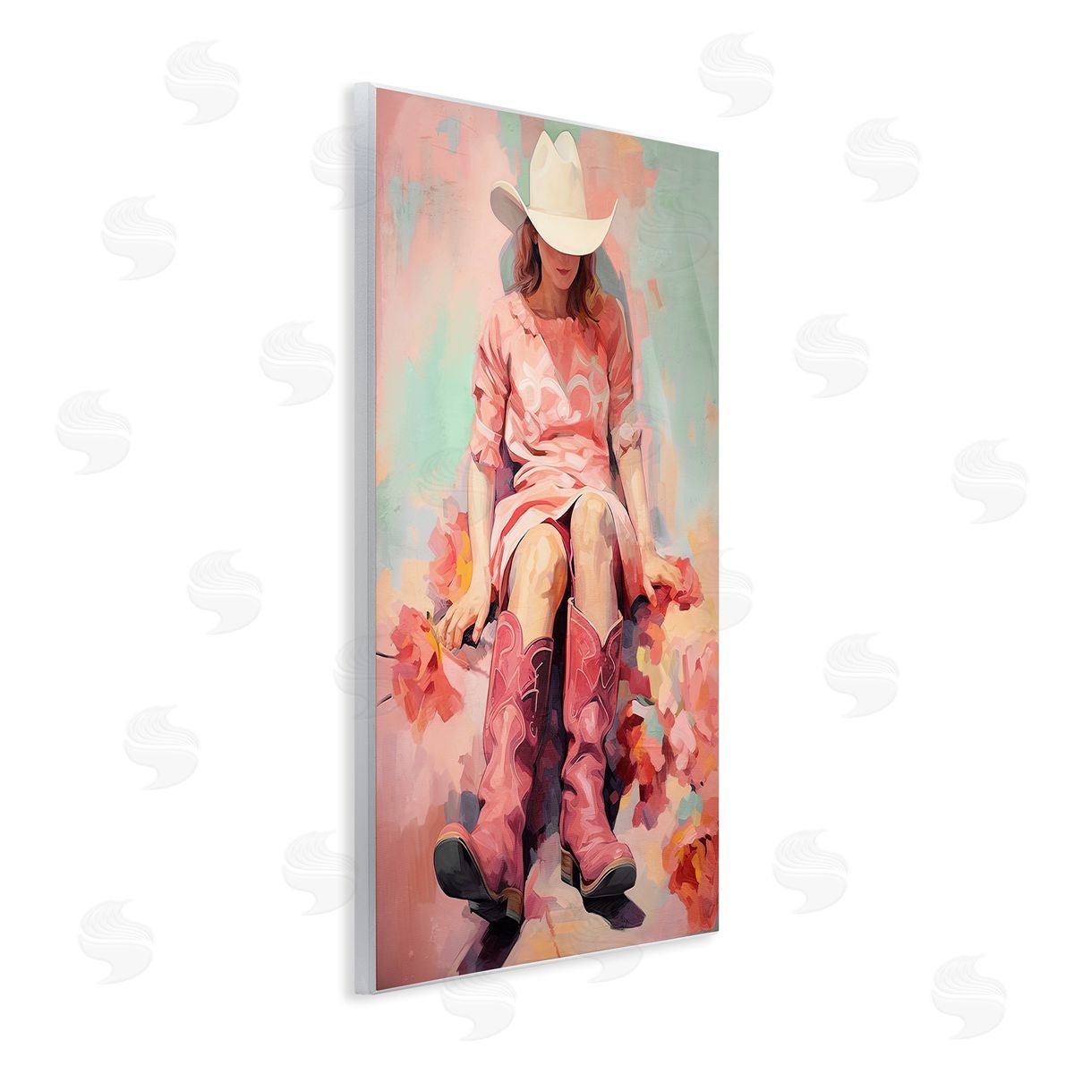 Cowgirl and Soft Florals Wood Plaque Wall Art, Home Decor by Sasha