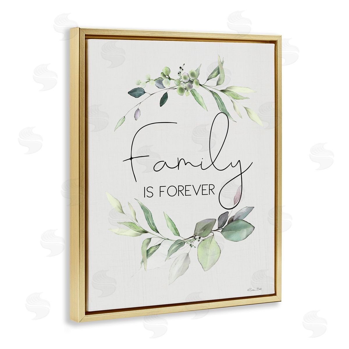 Family Is Forever Gold Floating Frame Canvas Wall Art, Home Decor by Susan Ball