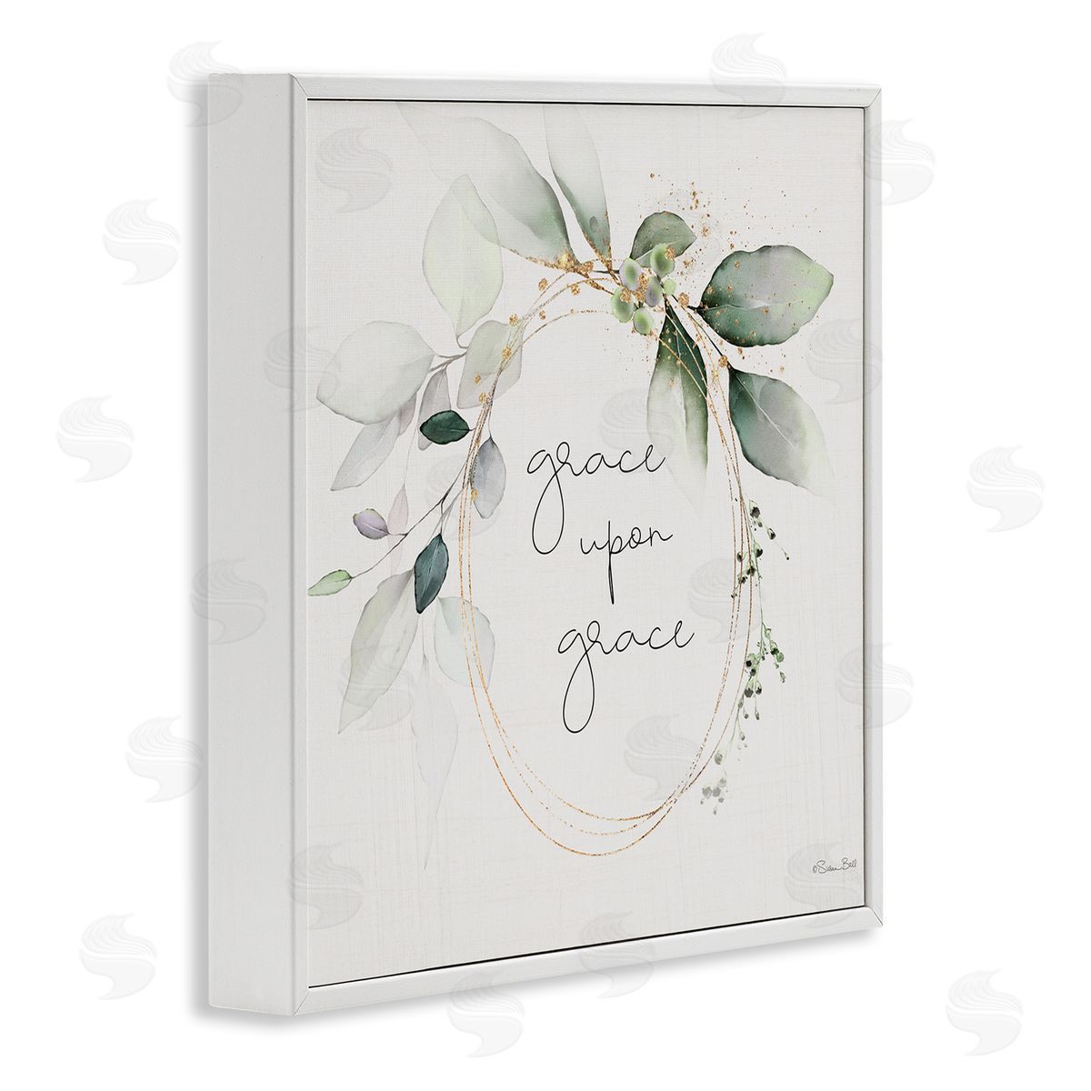 Grace with Soft Leaves White Frame Print Wall Art, Home Decor by Susan Ball