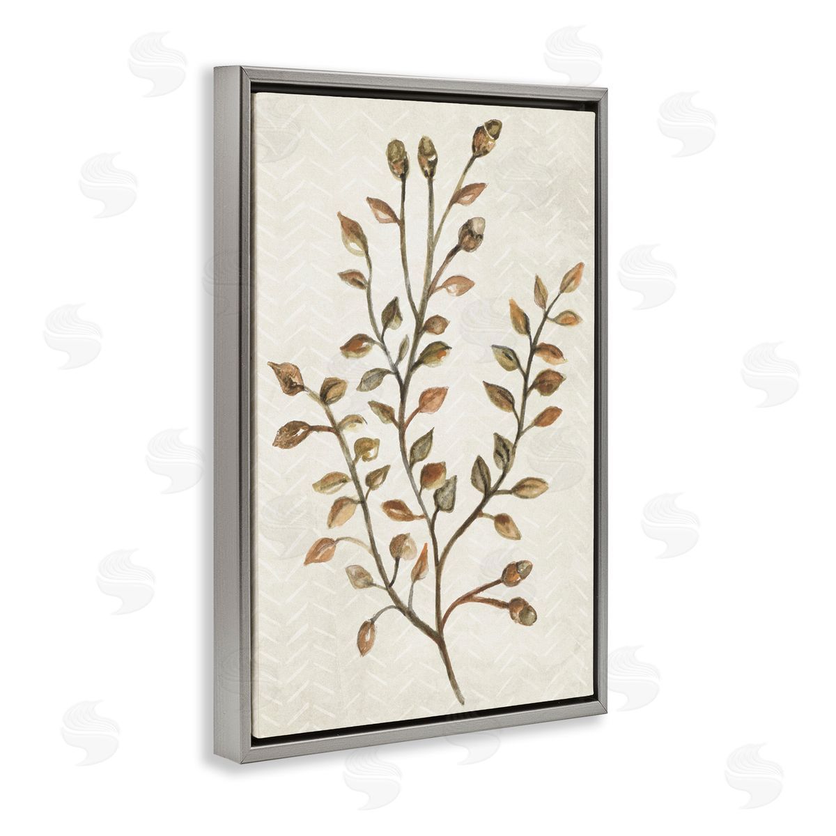 Garden Botanics Sprig Grey Floating Frame Canvas Wall Art, Home Decor by Janice Gaynor