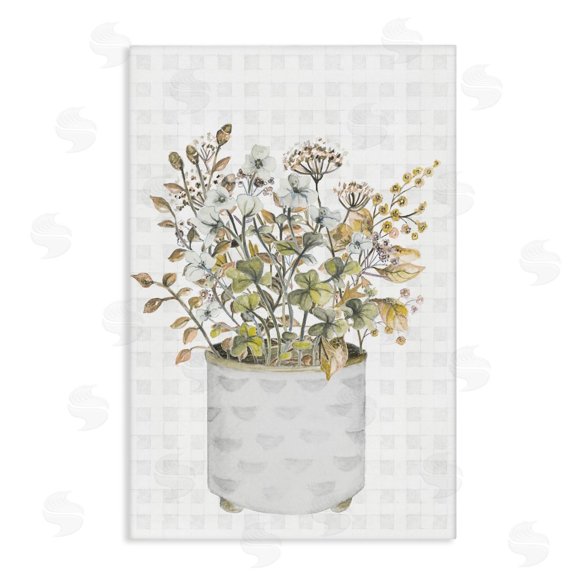 Neutral Potted Wildflowers Canvas Wall Art, Home Decor by Janice Gaynor