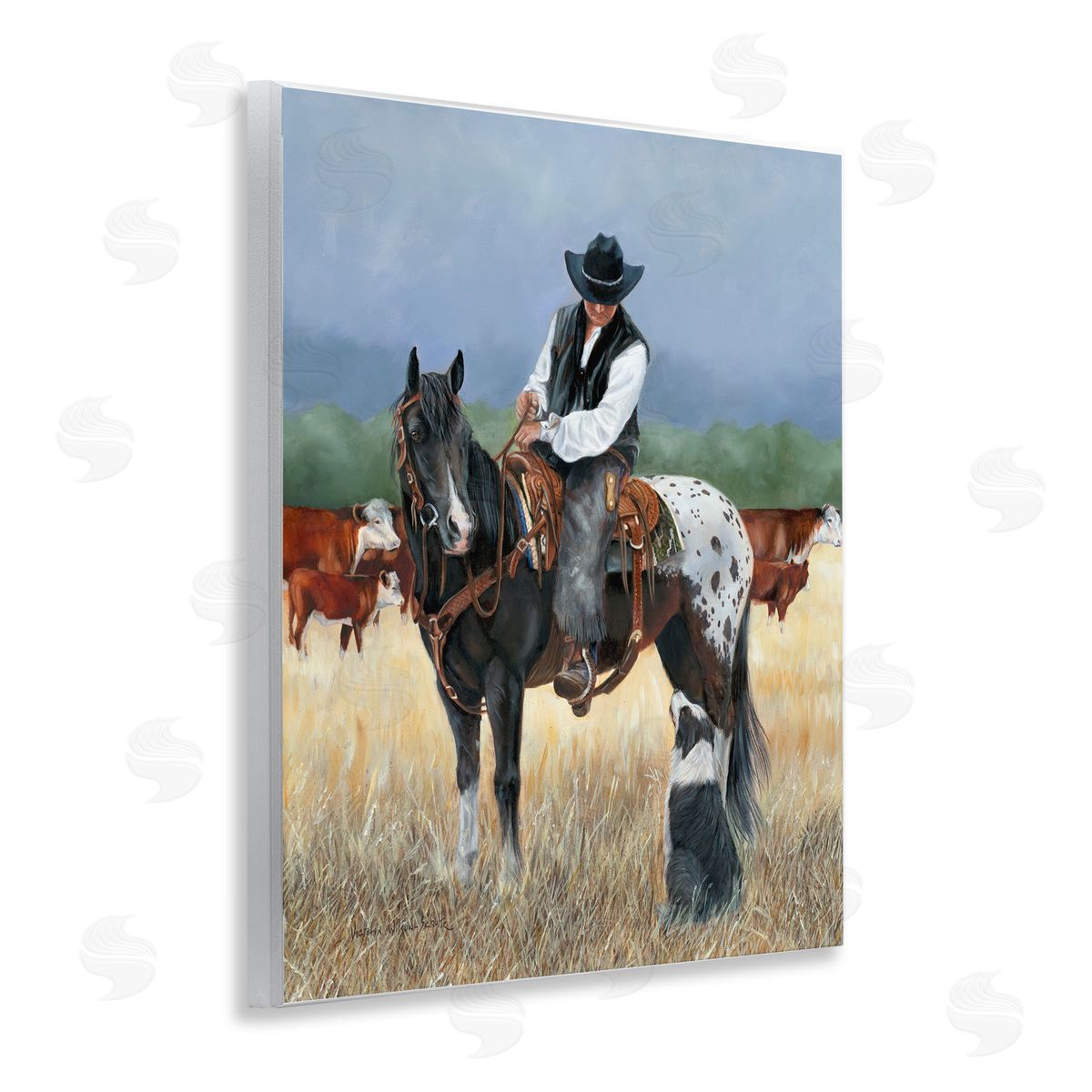Cowboy and Dog Wood Plaque Wall Art, Home Decor by Victoria Schultz