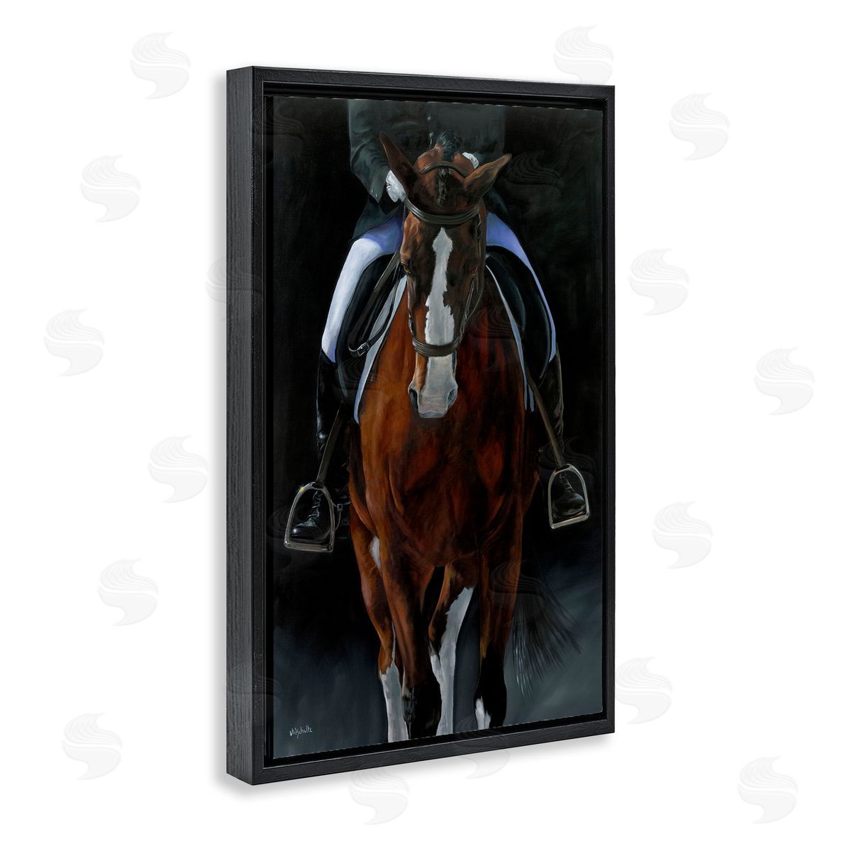 Balance Trotting Horse Black Floating Frame Canvas Wall Art, Home Decor by Victoria Schultz