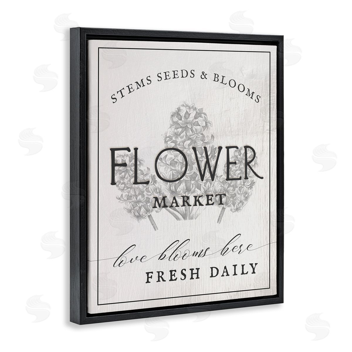Flower Blooms Market Black Floating Frame Canvas Wall Art, Home Decor by Ziwei Li