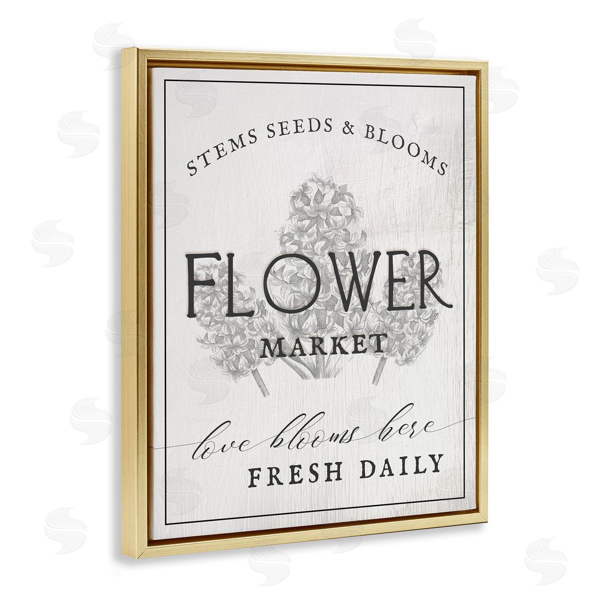 Flower Blooms Market Gold Floating Frame Canvas Wall Art, Home Decor by Ziwei Li