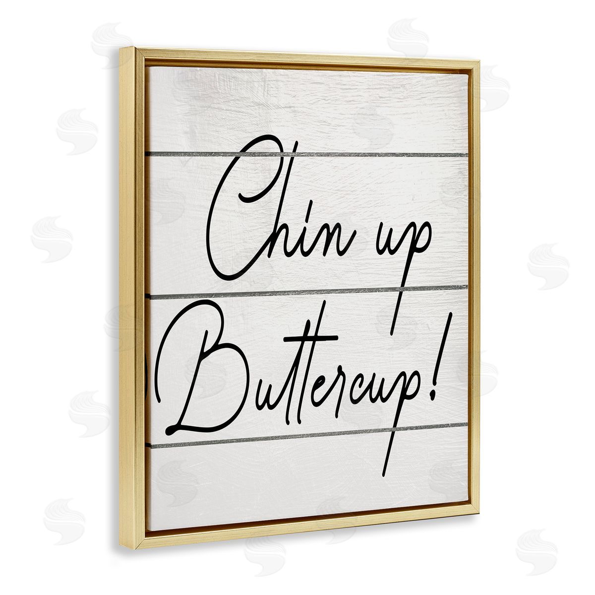 Chin Up Buttercup Gold Floating Frame Canvas Wall Art, Home Decor by Ziwei Li