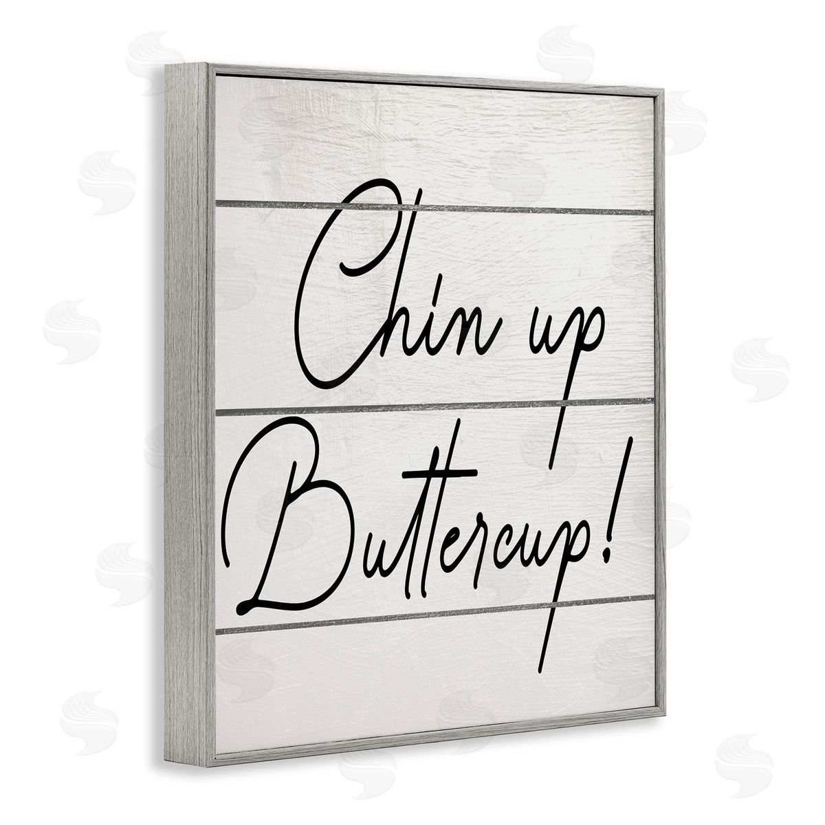 Chin Up Buttercup Grey Frame Print Wall Art, Home Decor by Ziwei Li