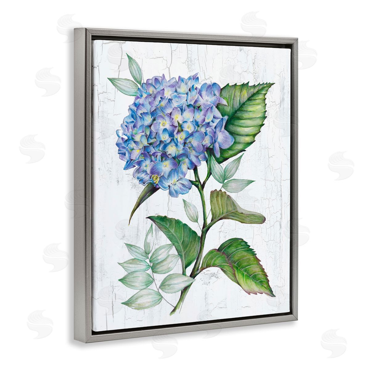 Levison Design English Manor Hydrangea Gray Floating Frame Canvas Wall Art Print