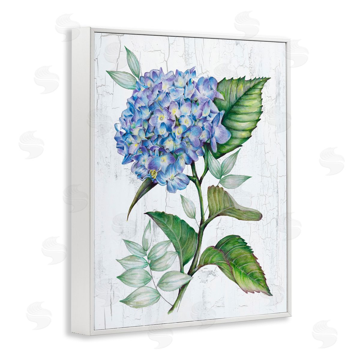 Levison Design English Manor Hydrangea White Framed Giclee Wall Art Print