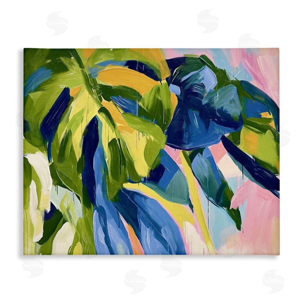 Tropical Leaves Layered Canvas Wall Art, Home Decor by Ramona Murdock
