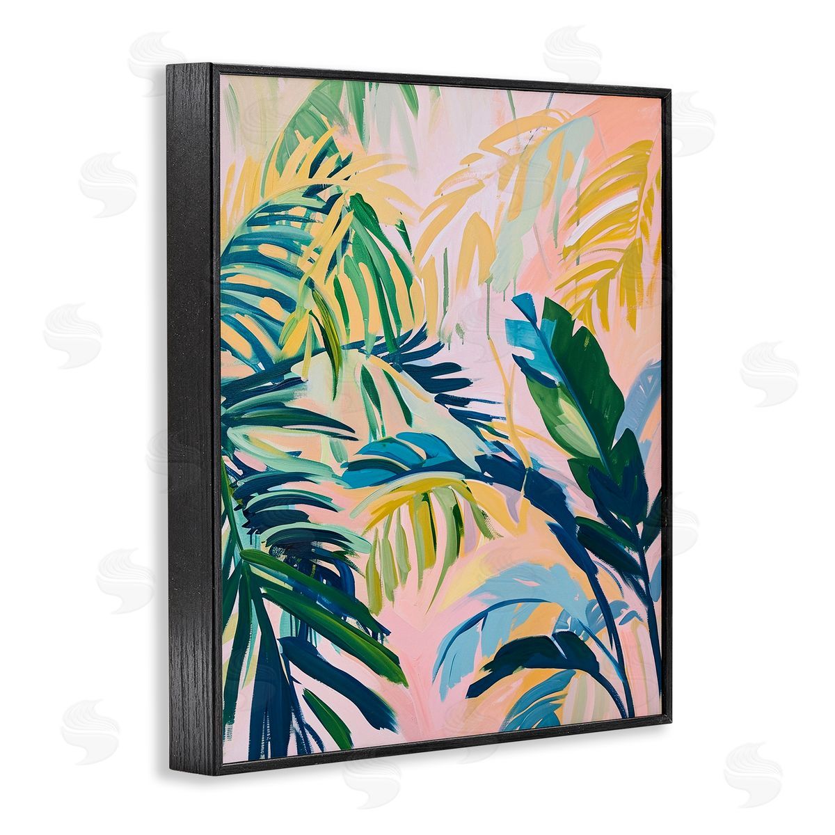 Tropical Leaf Impressions Black Frame Print Wall Art, Home Decor by Ramona Murdock