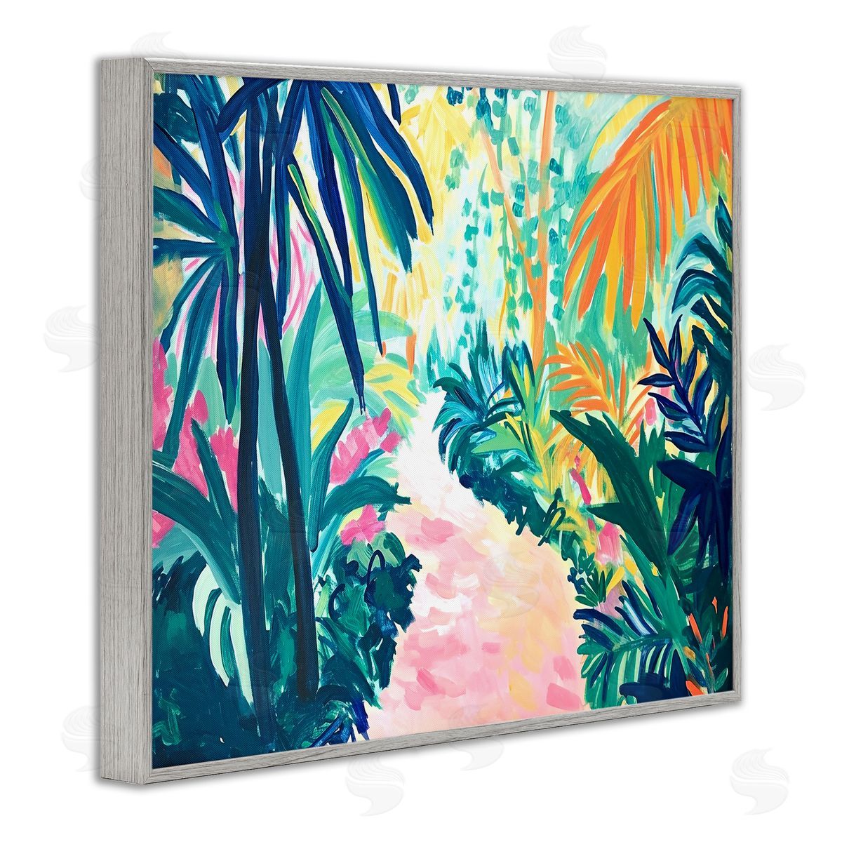 Garden Of Bright Color Grey Frame Print Wall Art, Home Decor by Ramona Murdock