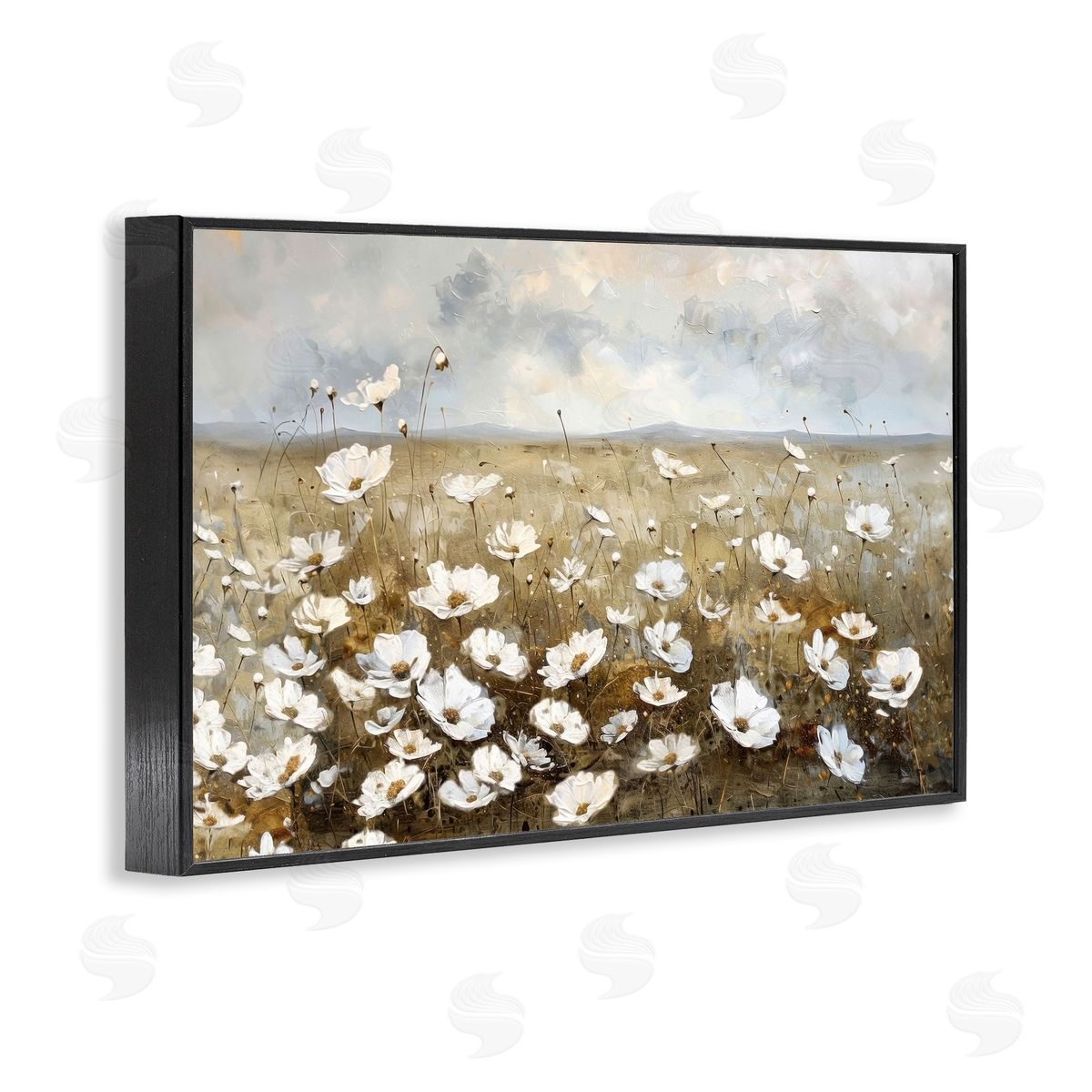 Prairie Wildflower Field Black Frame Print Wall Art, Home Decor by Ramona Murdock
