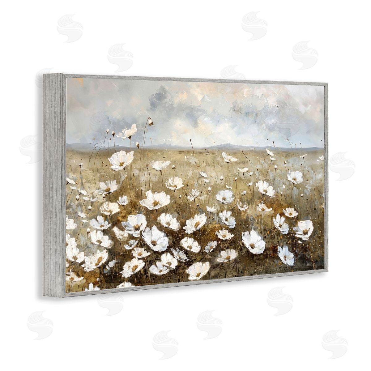 Prairie Wildflower Field Grey Frame Print Wall Art, Home Decor by Ramona Murdock