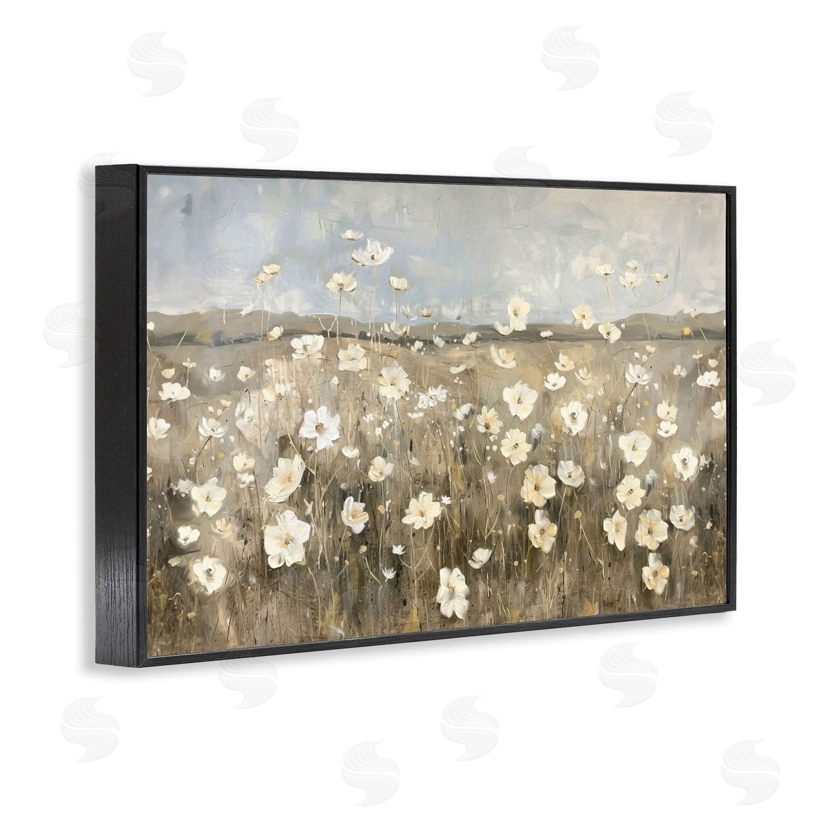Prairie Wildflower Meadow Black Frame Print Wall Art, Home Decor by Ramona Murdock