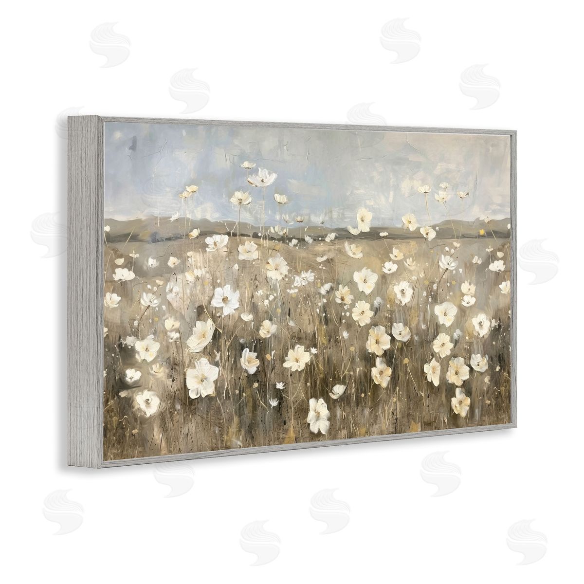 Prairie Wildflower Meadow Grey Frame Print Wall Art, Home Decor by Ramona Murdock