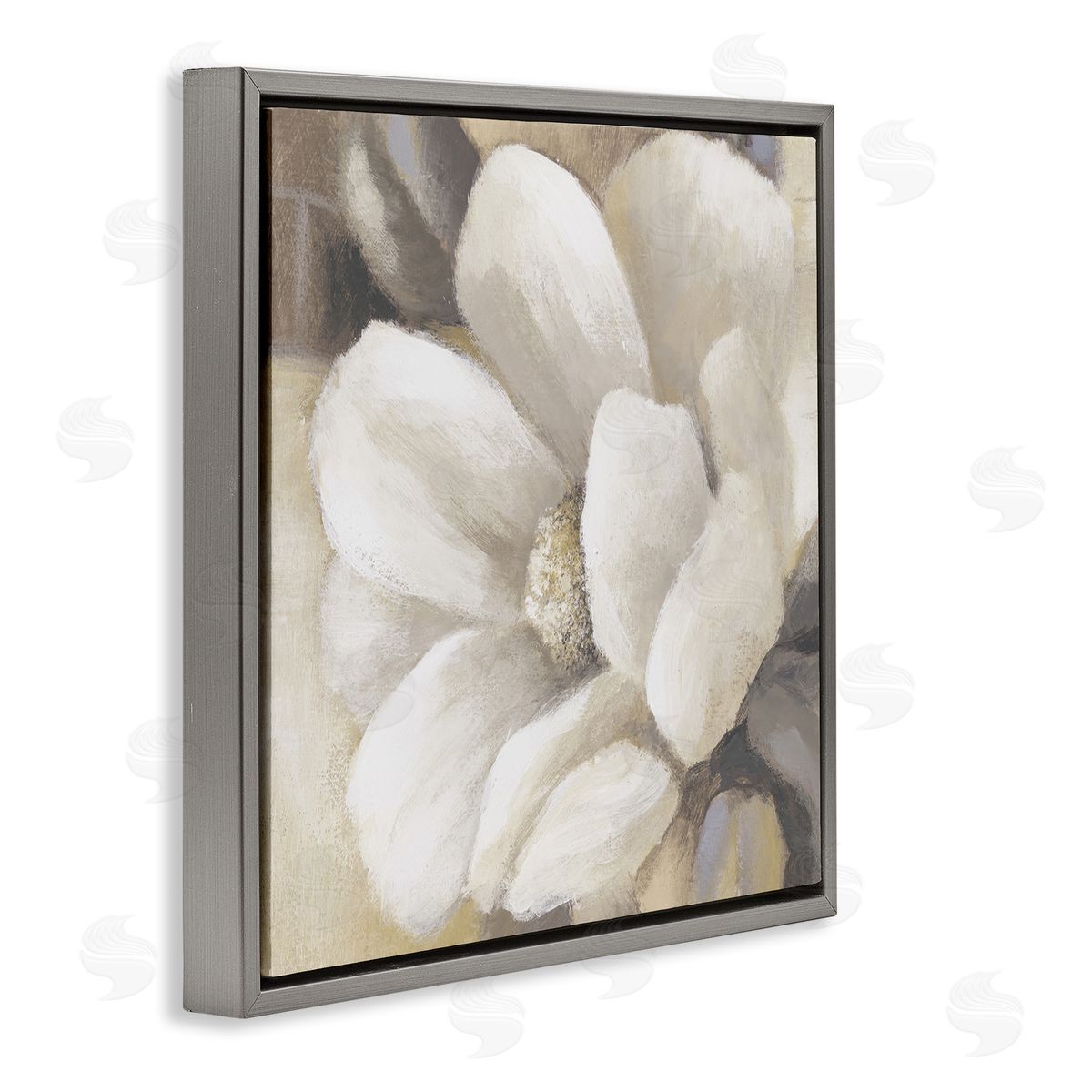 Lanie Loreth Magnolia Flower Petals Gray Floating Frame Canvas Wall Art Print
