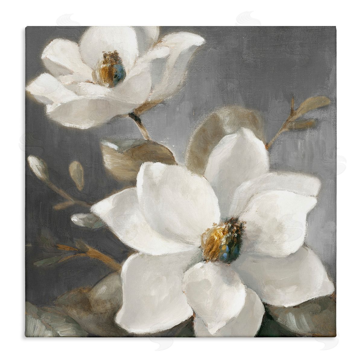 Magnolias on Grey Canvas Wall Art, Home Decor by Lanie Loreth