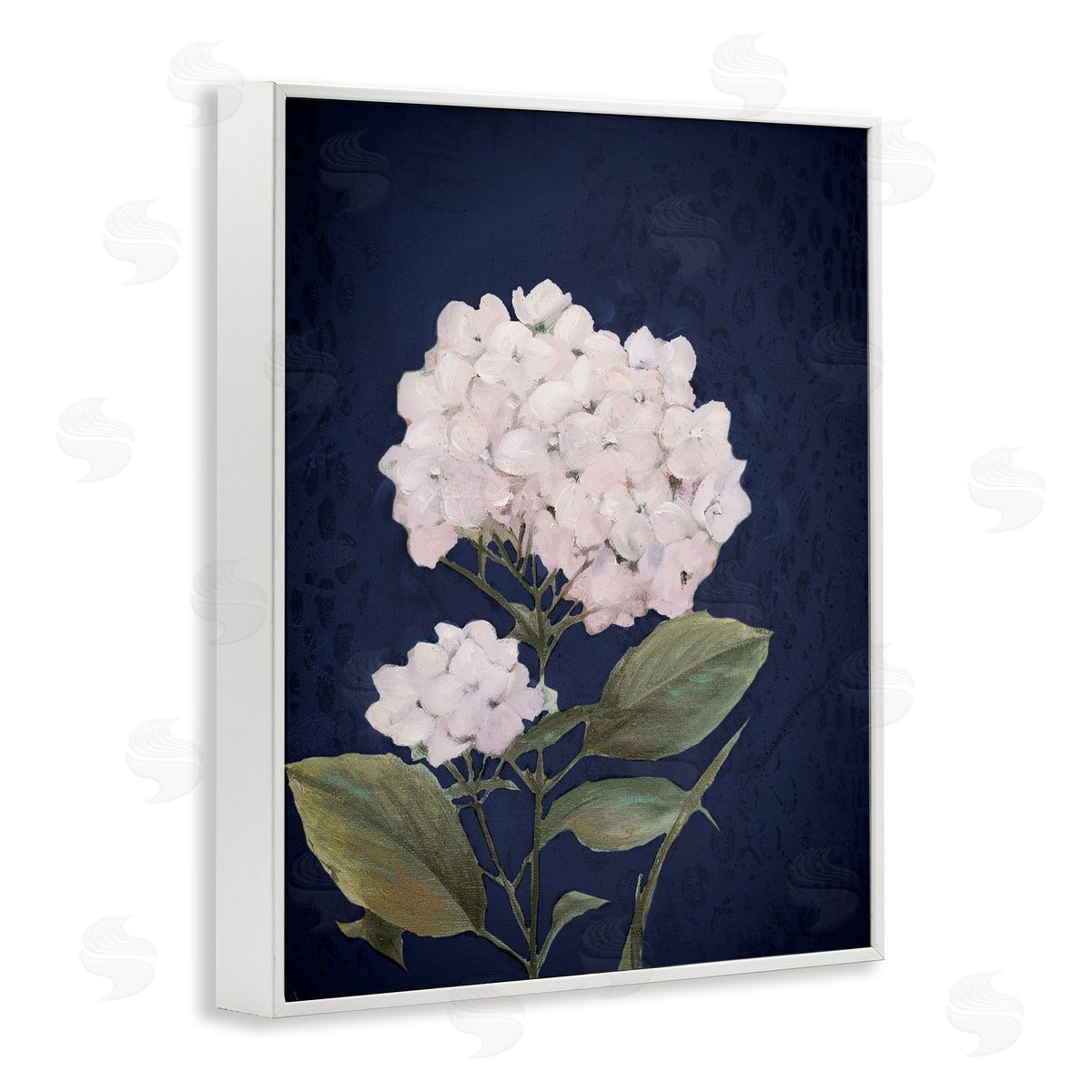 White Hydrangea Blossom White Frame Print Wall Art, Home Decor by Patricia Pinto