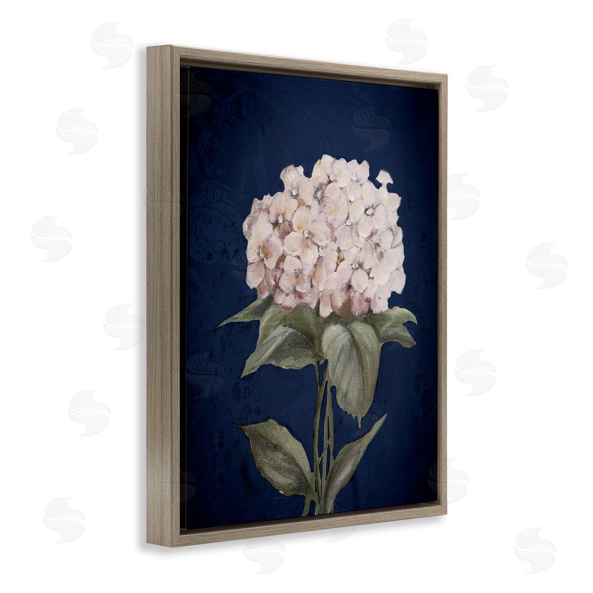 Single Hydrangea Bloom Brown Floating Frame Canvas Wall Art, Home Decor by Patricia Pinto