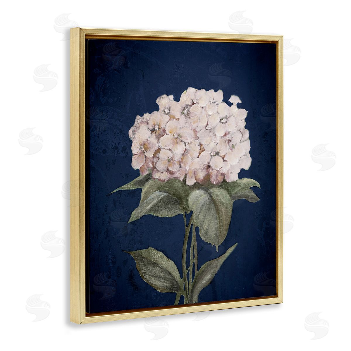 Single Hydrangea Bloom Gold Floating Frame Canvas Wall Art, Home Decor by Patricia Pinto