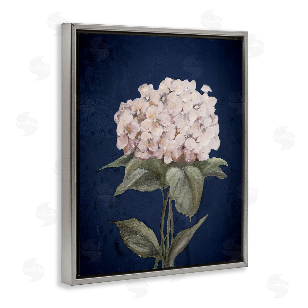 Single Hydrangea Bloom Grey Floating Frame Canvas Wall Art, Home Decor by Patricia Pinto