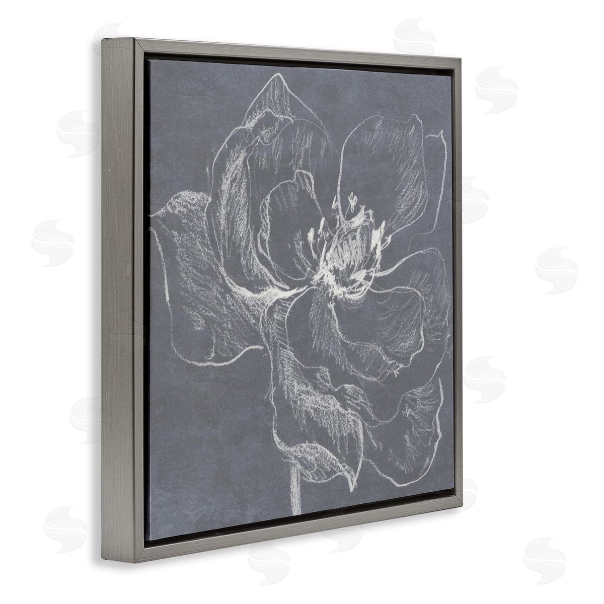 Lanie Loreth Magnolia Doodle Outline Gray Floating Frame Canvas Wall Art Print