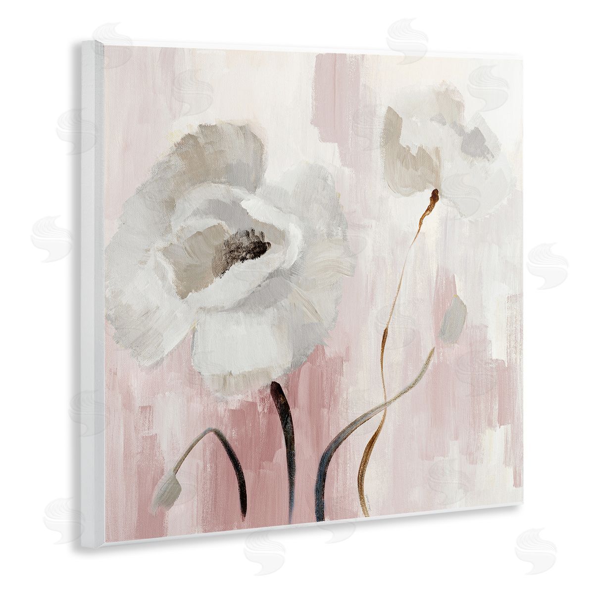 Abstract White Blossoms Wood Plaque Wall Art, Home Decor by Lanie Loreth