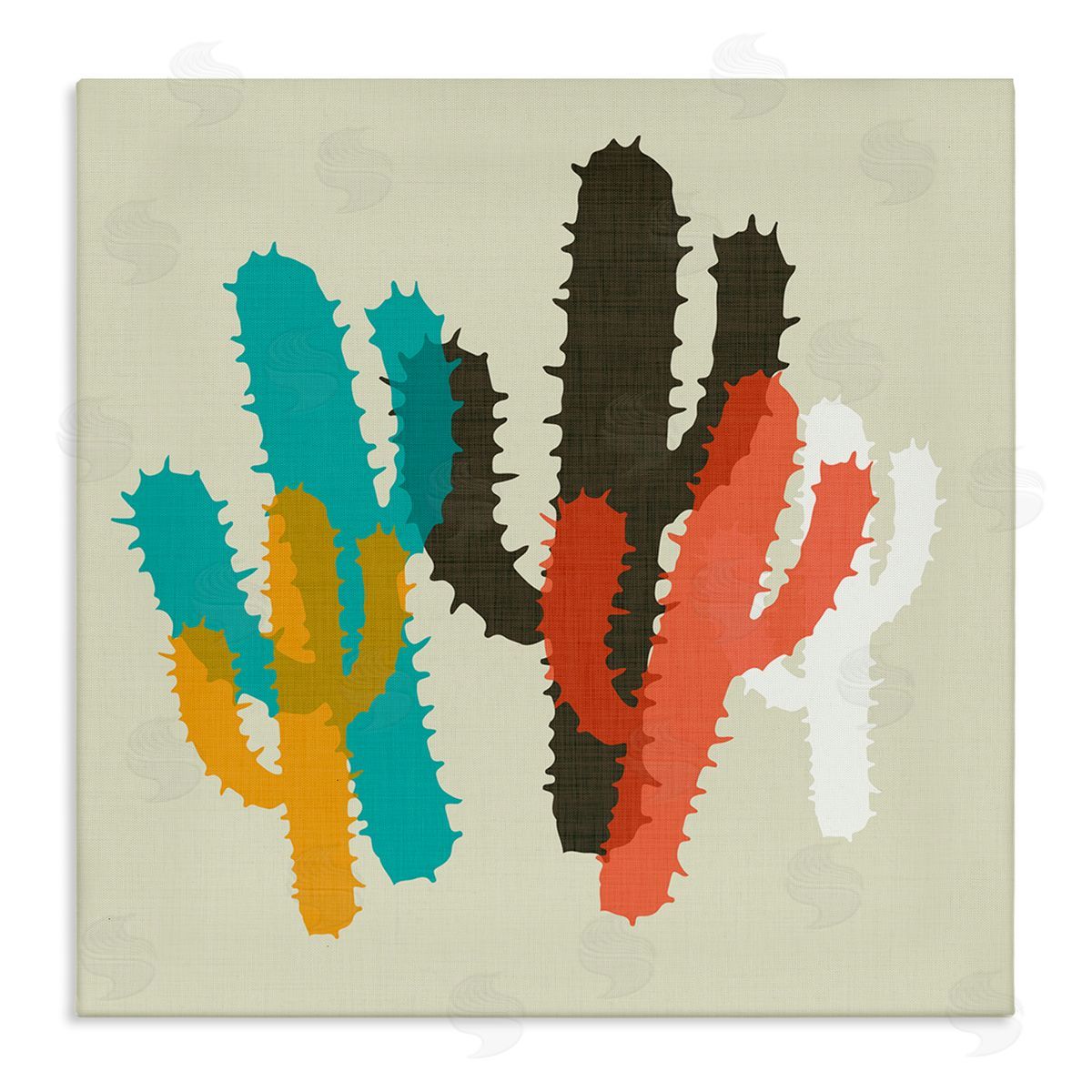 Layered Bold Cacti Canvas Wall Art, Home Decor by Sd Graphics Studio