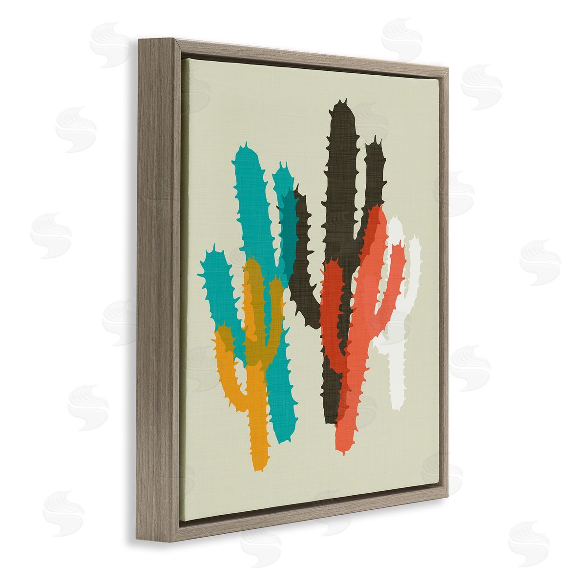 Layered Bold Cacti Brown Floating Frame Canvas Wall Art, Home Decor by Sd Graphics Studio