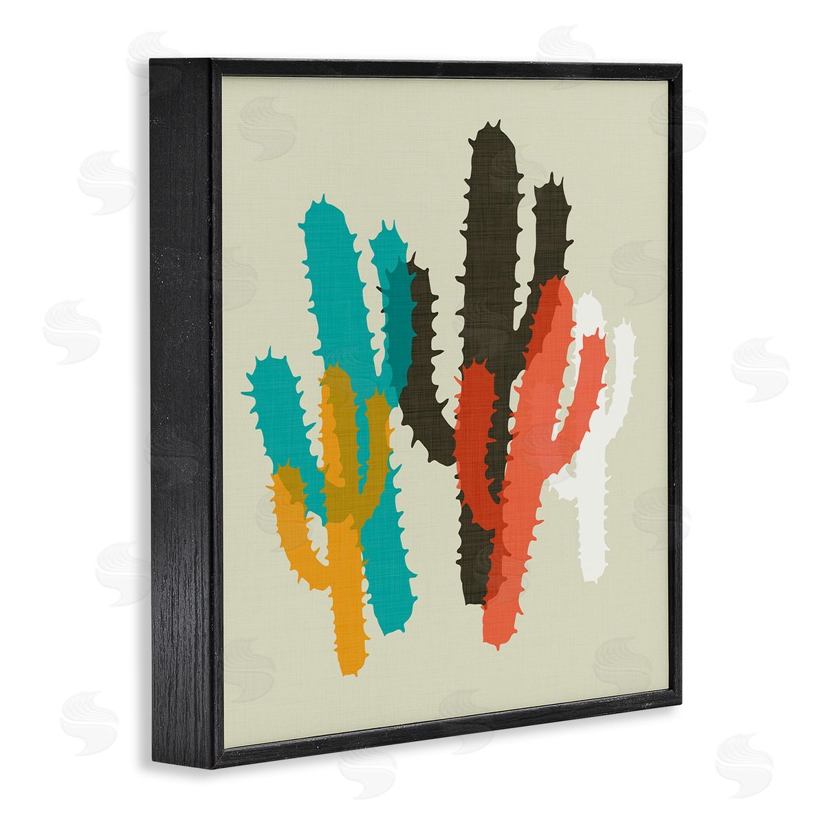 Layered Bold Cacti Black Frame Print Wall Art, Home Decor by Sd Graphics Studio