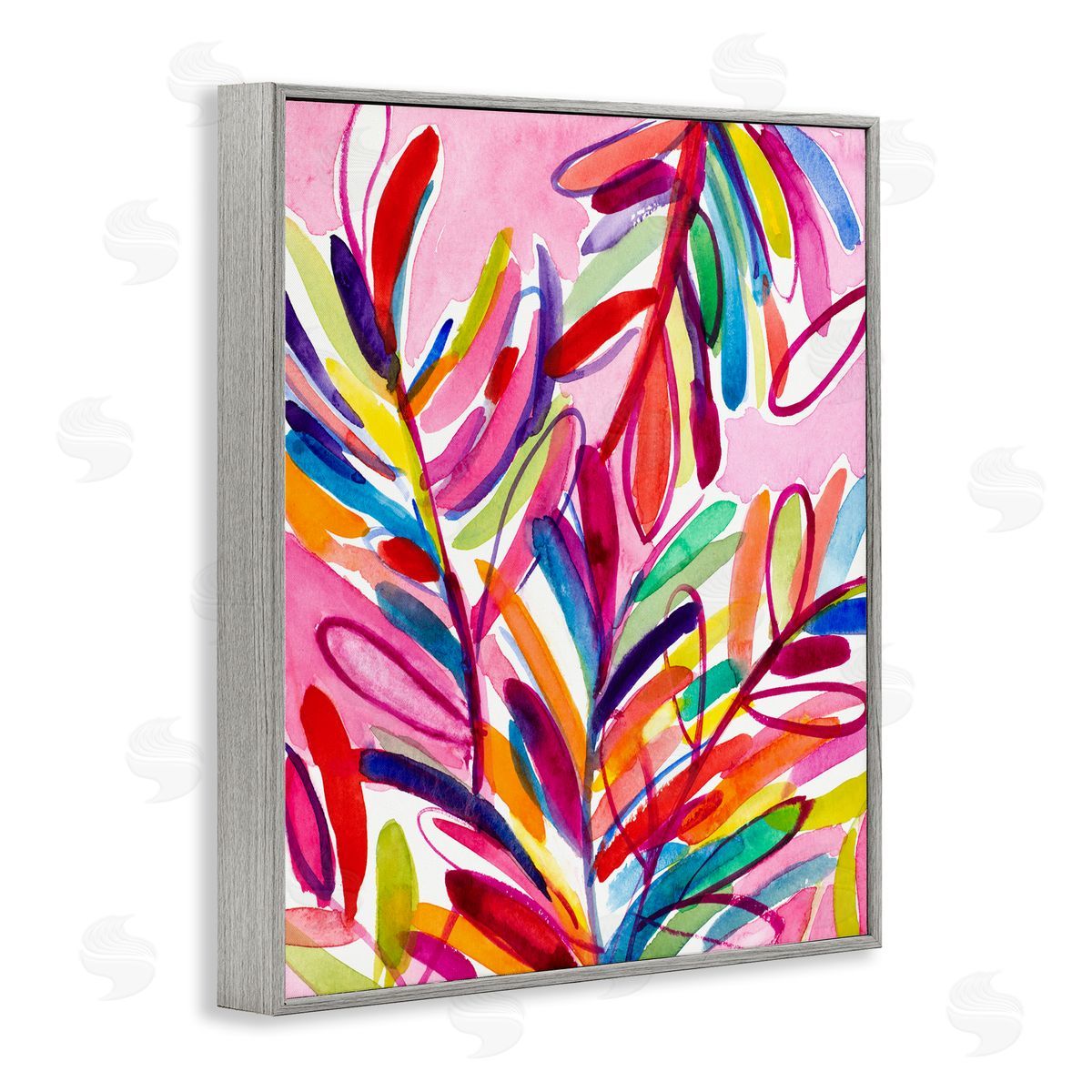 Bold Tropical Leaves Grey Frame Print Wall Art, Home Decor by Lanie Loreth