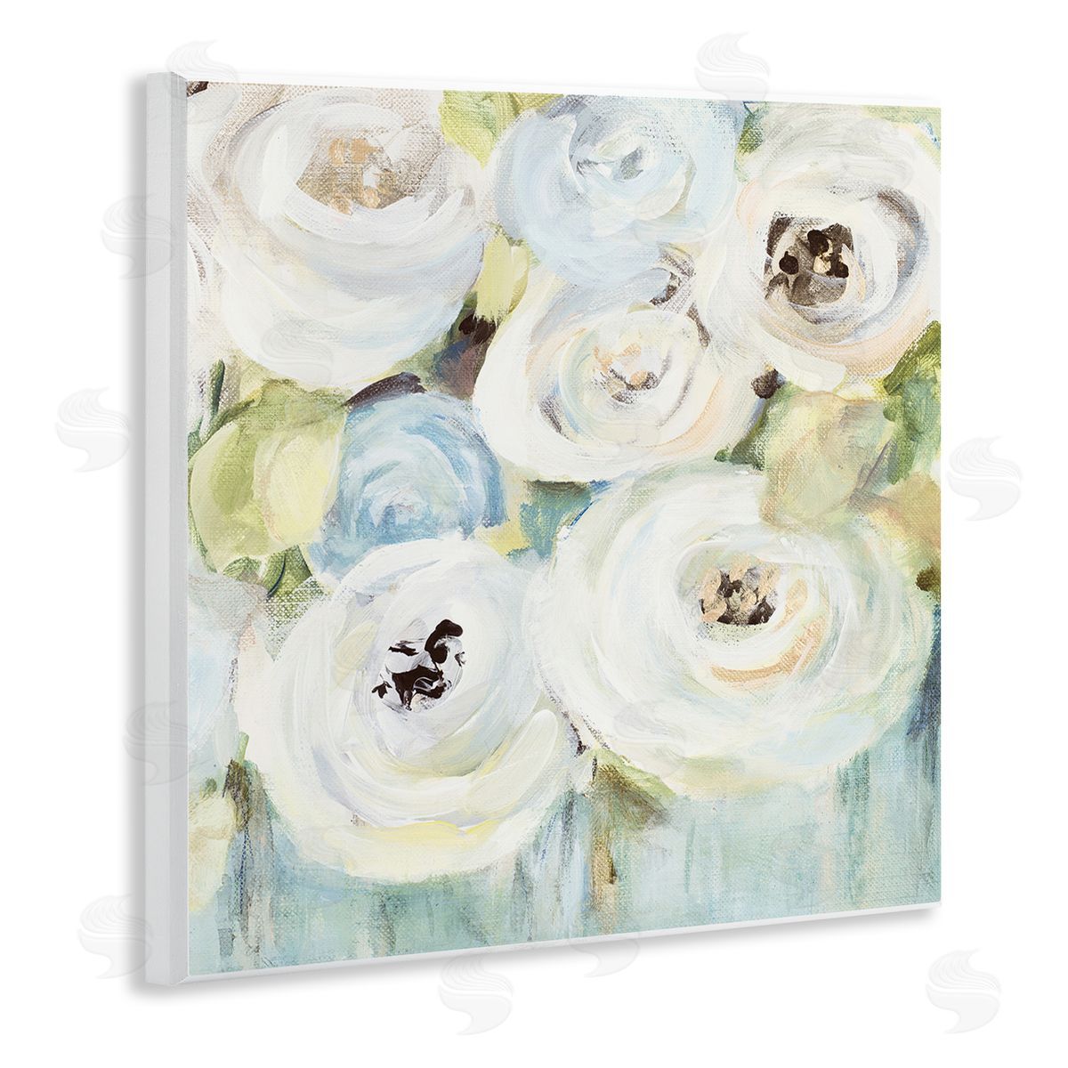 White Swirling Roses Wood Plaque Wall Art, Home Decor by Lanie Loreth
