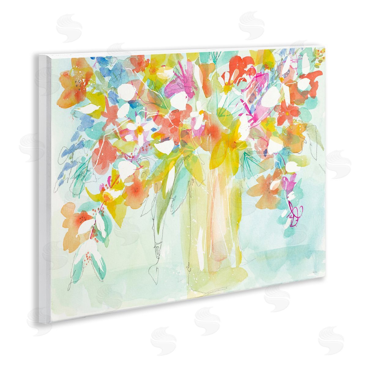 Bold Eclectic Bouquet Wood Plaque Wall Art, Home Decor by Krinlox