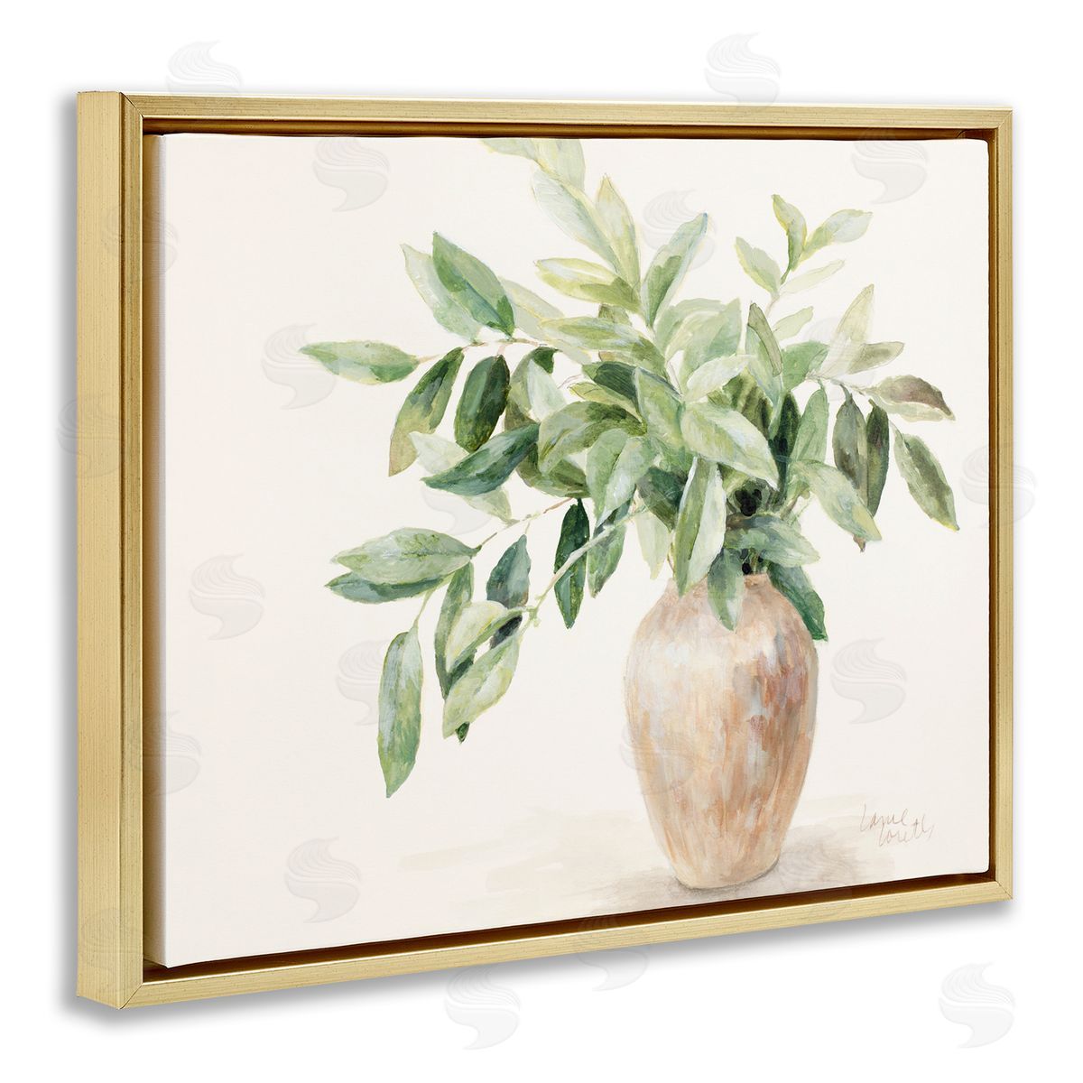 Ivy Potted Plant Gold Floating Frame Canvas Wall Art, Home Decor by Lanie Loreth