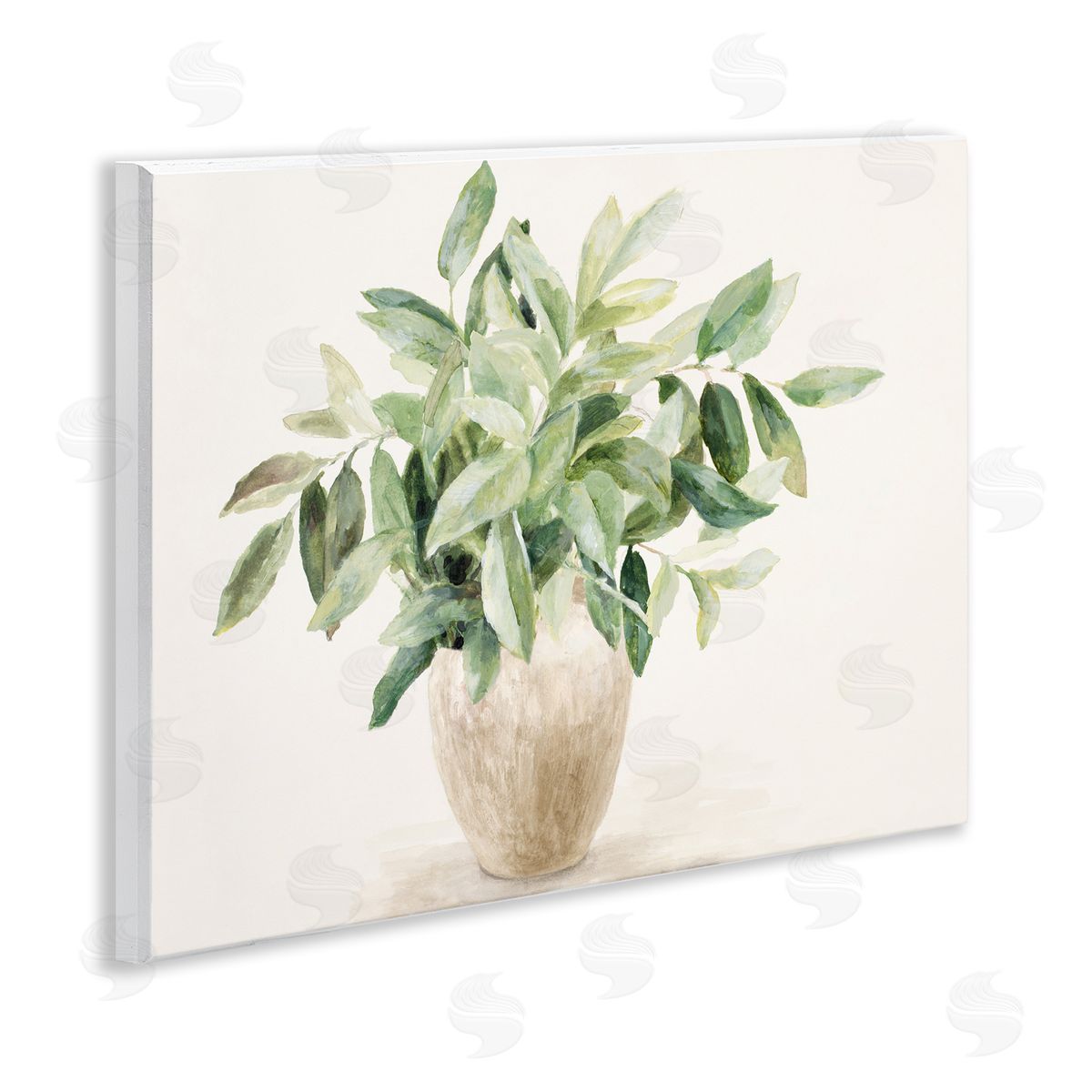 Neutral Potted Plant Wood Plaque Wall Art, Home Decor by Lanie Loreth