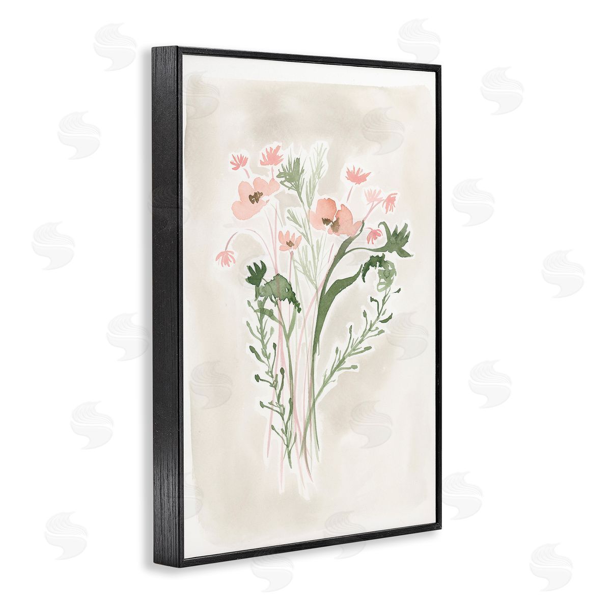 Soft Organic Florals Black Frame Print Wall Art, Home Decor by Lucille Price