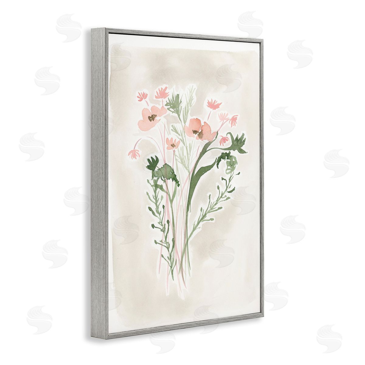 Soft Organic Florals Grey Frame Print Wall Art, Home Decor by Lucille Price