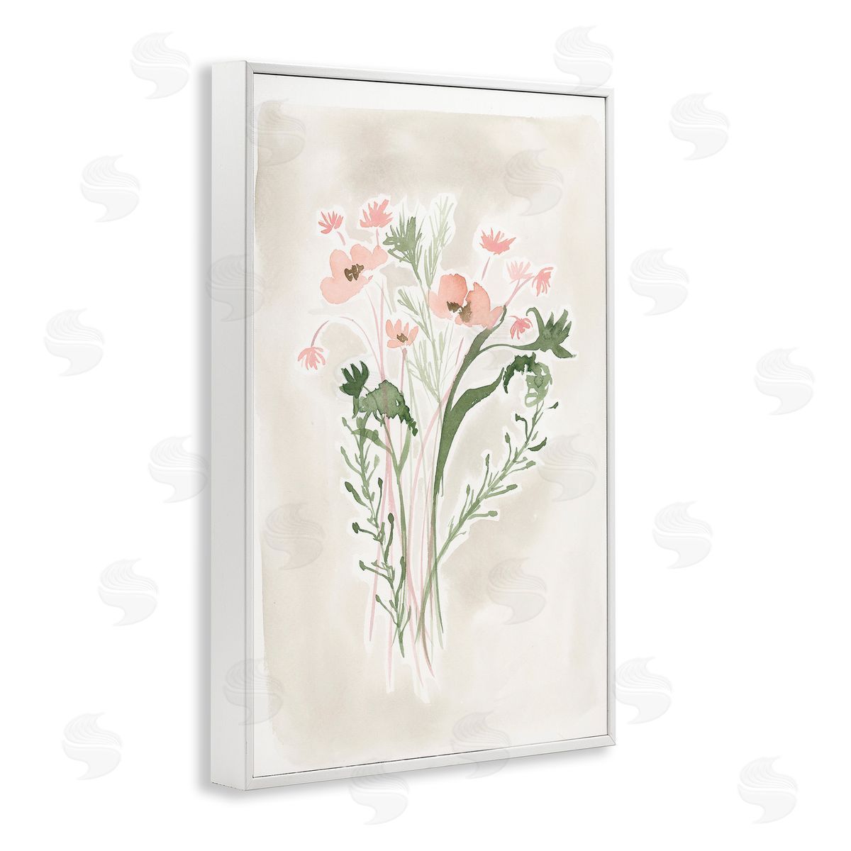 Soft Organic Florals White Frame Print Wall Art, Home Decor by Lucille Price