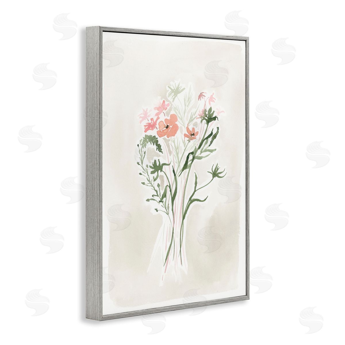 Subtle Pastel Blooms Grey Frame Print Wall Art, Home Decor by Lucille Price