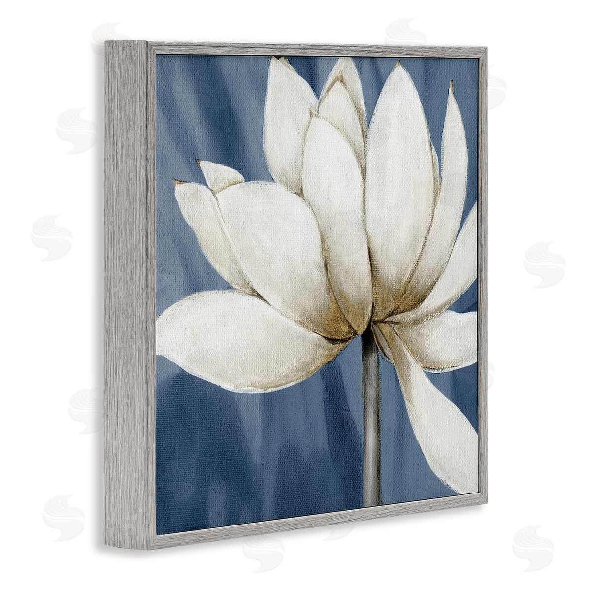 White Lotus Petals Grey Frame Print Wall Art, Home Decor by Carol Robinson
