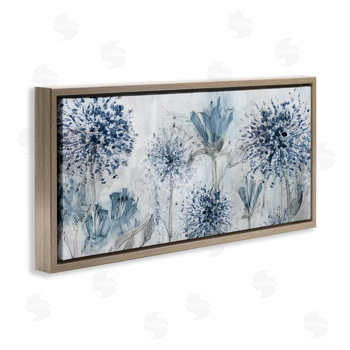 Speckled Flower Impressions Brown Floating Frame Canvas Wall Art, Home Decor by Susan Jill