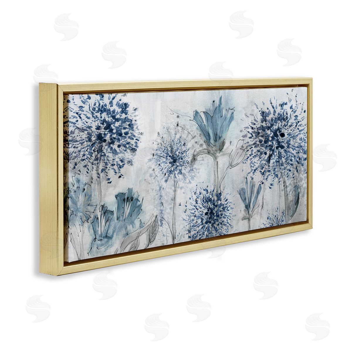 Speckled Flower Impressions Gold Floating Frame Canvas Wall Art, Home Decor by Susan Jill