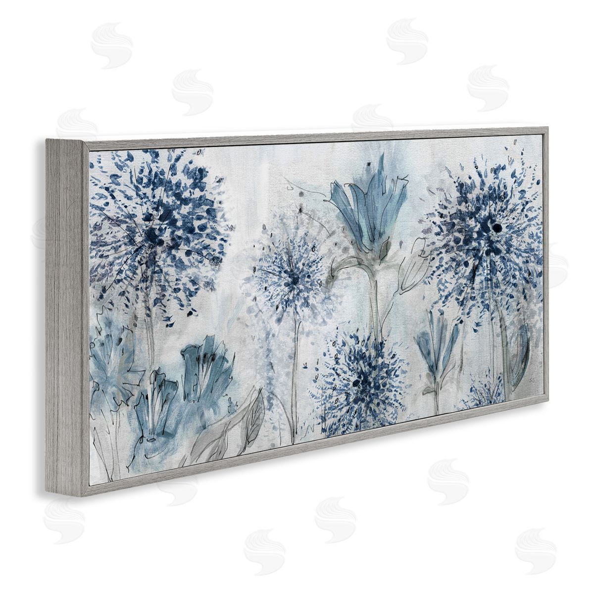 Speckled Flower Impressions Grey Frame Print Wall Art, Home Decor by Susan Jill