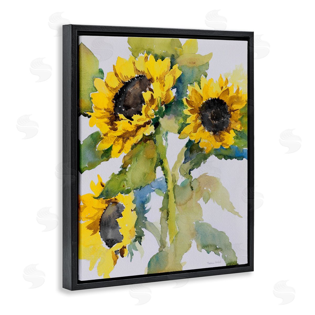 Bright Blooming Bouquet Black Floating Frame Canvas Wall Art, Home Decor by Theresa Heidel