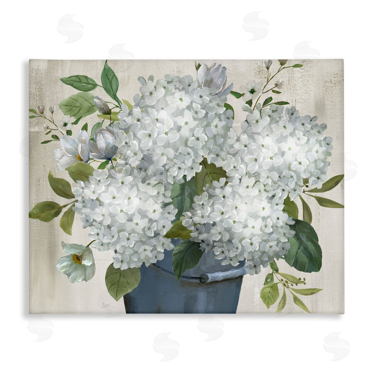 Country Hydrangea Vase Canvas Wall Art, Home Decor by Nan